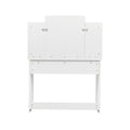 Modern Dressing Table With 2 Drawers, 4 Open Shelves Rectangular Makeup Table With Mirror, 10 Lamp Bulb,42.52*15.75* 52.76Inch,For Bedroom White Particle Board Mdf