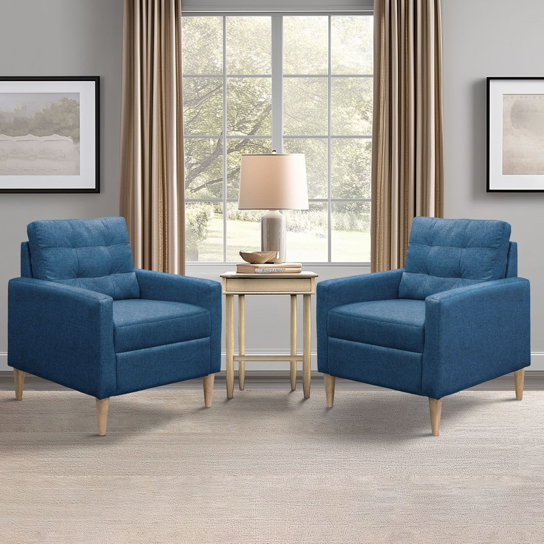 Tufted Back Accent Chair Blue Upholstered