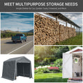 Outsunny 8' X 7' Carport Portable Garage, Heavy Duty Storage Tent, Patio Storage Shelter W Anti Uv Pe Cover And Double Zipper Doors, For Motorcycle Bike Garden Tools, Dark Gray Dark Gray Metal