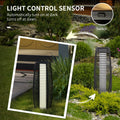 Outsunny Solar Floor Lamp, Outdoor Rattan Garden Lantern Pathway Light & Decorative Driveway Lighting With Auto On Off Led Lights For Porch, Yard, Lawn, Courtyard, Deck, Gray Gray Steel