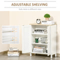 Homcom Storage Cabinet, Double Door Cupboard With 2 Adjustable Shelves, For Living Room, Bedroom, Or Hallway, White White Particle Board