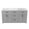 Solid Wood 60 Inch Bathroom Vanity With Double Sink Combo, Modern Vanity Cabinet With 4 Soft Closing Doors & 3 Full Extension Dovetail Drawers Light Grey 3 Light Grey 4 4 48 In & Above 32 To 35 In Soft Close Doors Bathroom Freestanding Luxury,Modern 20