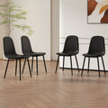 Modern Minimalist Black Dining Chair Set Four Chairs Per Box, Stable And Comfortable.Modern Mid Century Style Upholstered Side Chairs,Spoon Shaped Chairs With Black Metal Legs. Black Metal,Pu