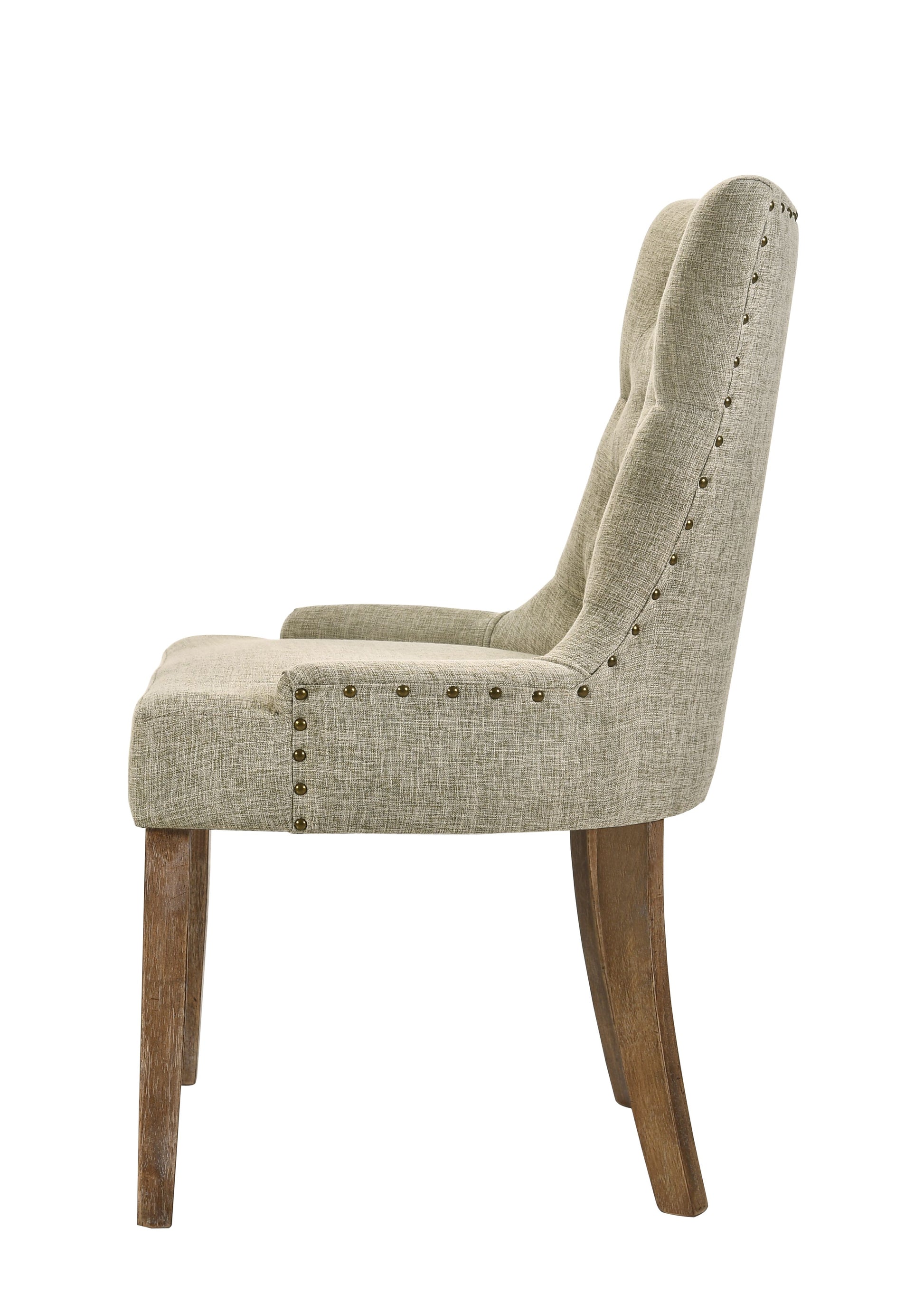 Yotam Beige Fabric & Salvaged Oak Finish Side Chair Set Of 2 Beige,Oak Fabric,Synthetic Wood