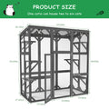 Catio Outdoor Cat Enclosure Cat House Wooden Cat Cage Large Feral Cat Shelter For Mulitiple Cats With Six Platforms, Large Enter Door, Waterproof Roof 60