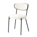 Modern Grey Simple Teddy Velvet Dining Chair Upholstered Chair Family Bedroom Stool Back Dressing, Black Round Table Set,Bentwood Covered With Ash Veneer Chair Back,Chair Black Metal Legs Set Of 3 Black Mdf