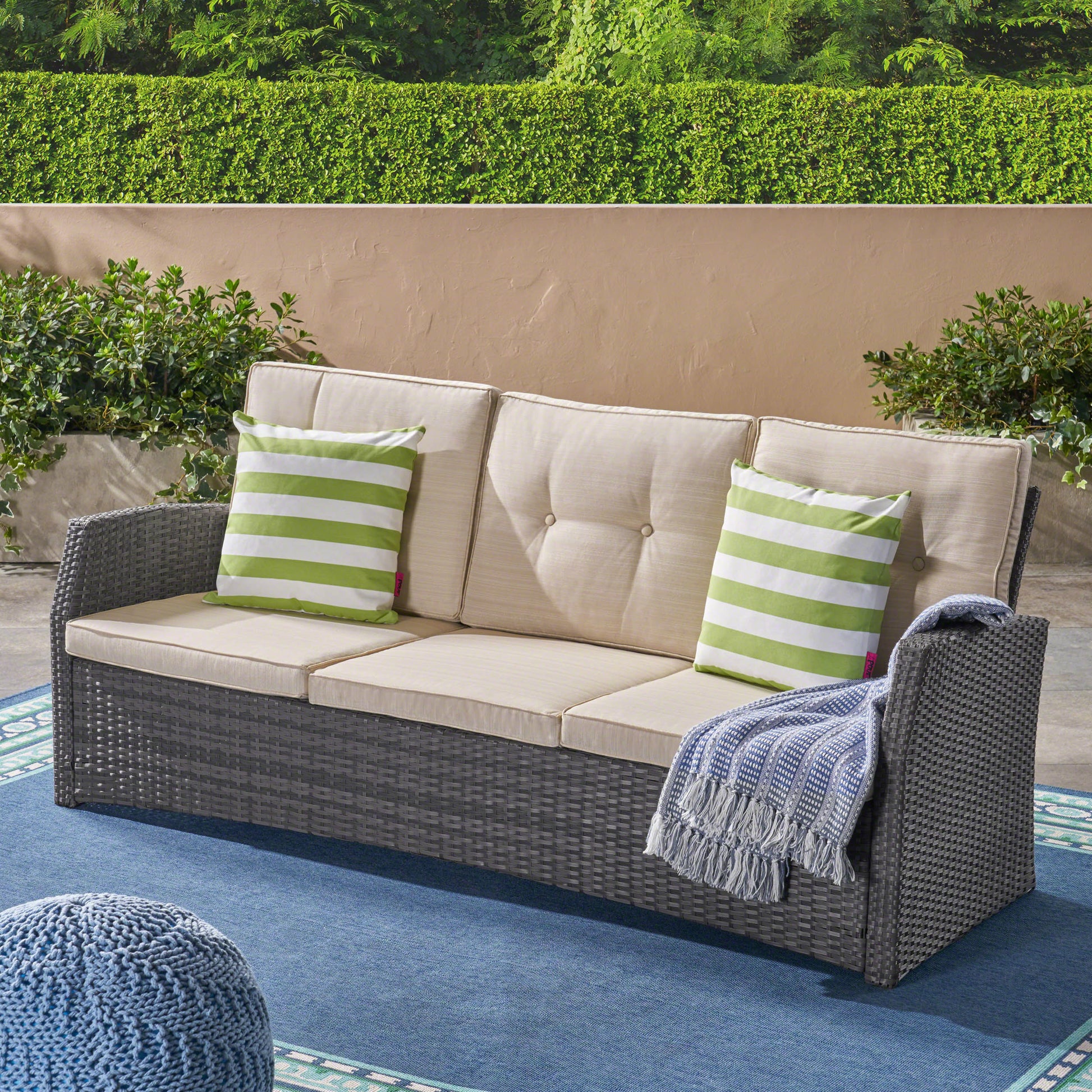 St Marta 3 Saeter Grey Pe Rattan Iron Waterproof Fabric