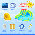 7 In1 Inflatable Water Park Three Slide With Blower Water Sprinkler Fountain Climbing Wall For Children Multicolor Oxford Fabric