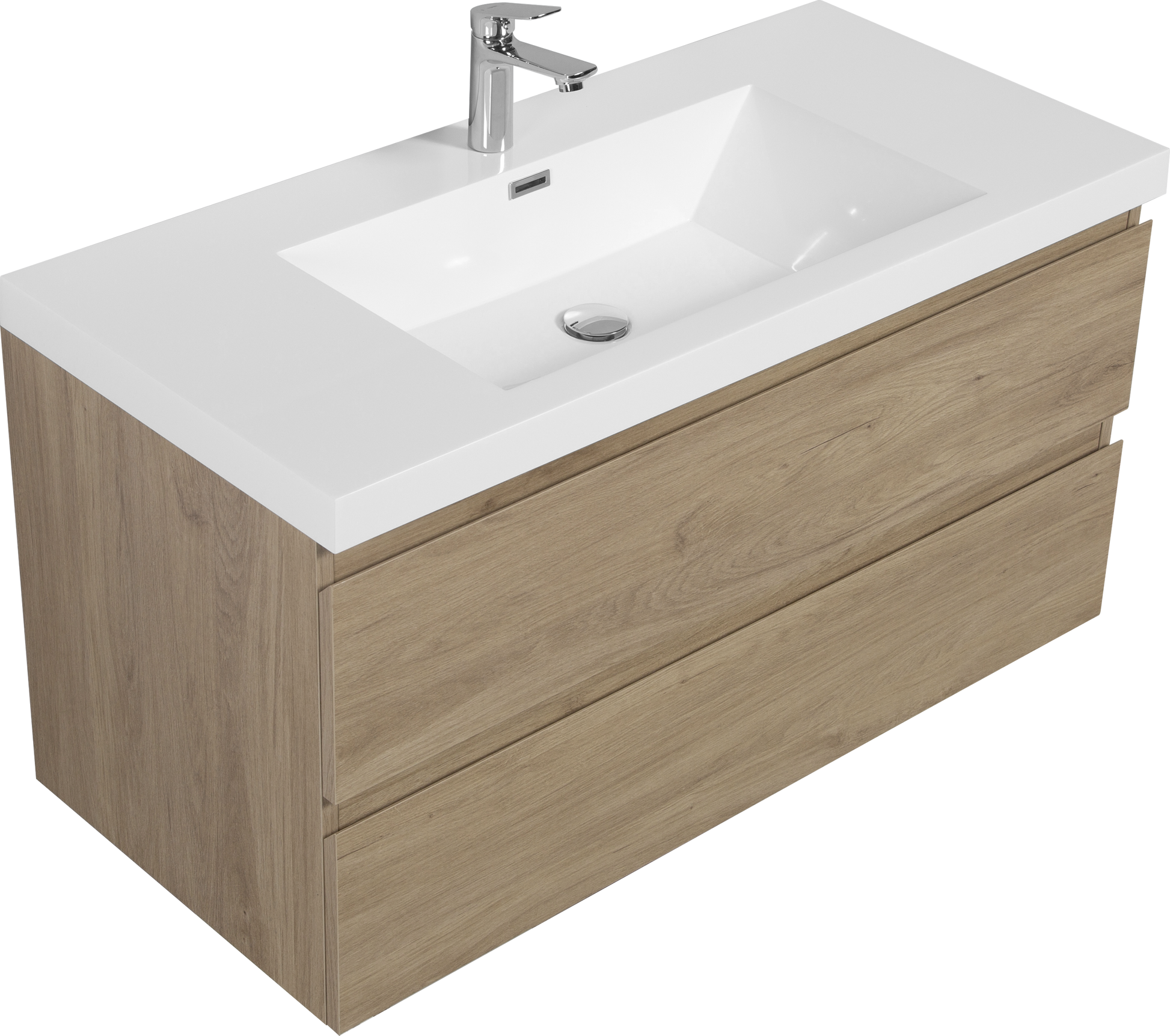 42" Floating Bathroom Vanity With Sink, Modern Wall Mounted Bathroom Storage Vanity Cabinet With Resin Top Basin And Soft Close Drawers, Natural Oak 24V11 42No 2 Oak Bathroom Wall Mounted Wood