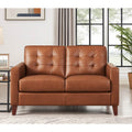 Aiden Leather Loveseat Brown Memory Foam Genuine Leather