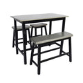 Bar Set Grey Black Rubber Wood