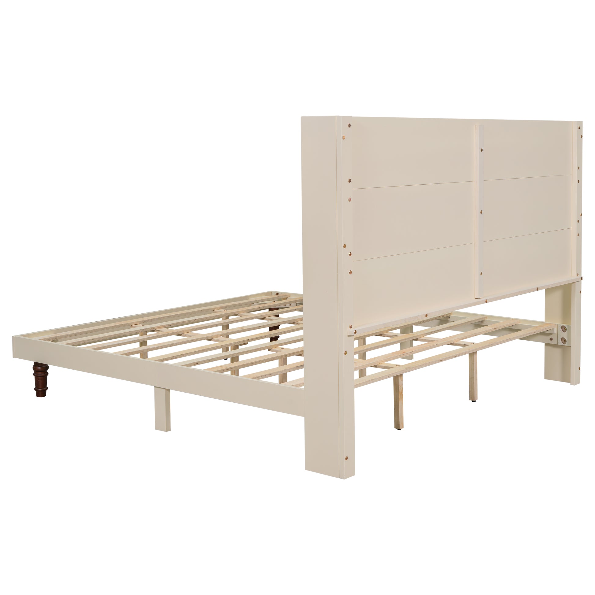 Stylish High Headboard Bed, 54 "High Headboard, High Quality, Comfortable High Back Design Ideal For Reading Or Relaxing, King Size, Beige Box Spring Not Required Beige Mdf