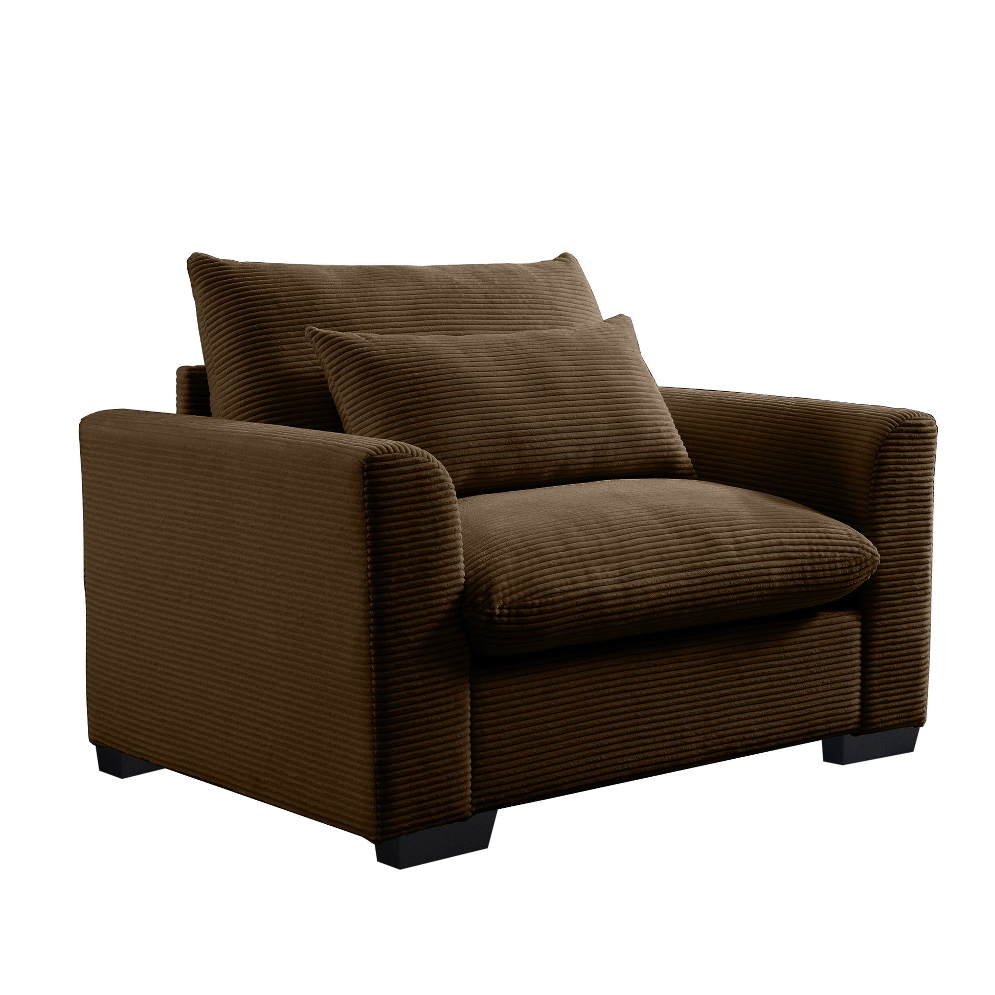 Brown Corduroy Deep Seat Single Sofa Accent Chair,Deep Seat Couch With Waist Pillow For Living Room Apartment Office Brown Corduroy 1 Seat
