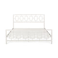 Classic King Size Metal Bed Frame With Vintage Headboard, No Box Spring Required, Under Bed Storage, White King White Iron