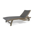 Banzai Chaise Lounge With Pull Out Tray Grey Acacia Wood