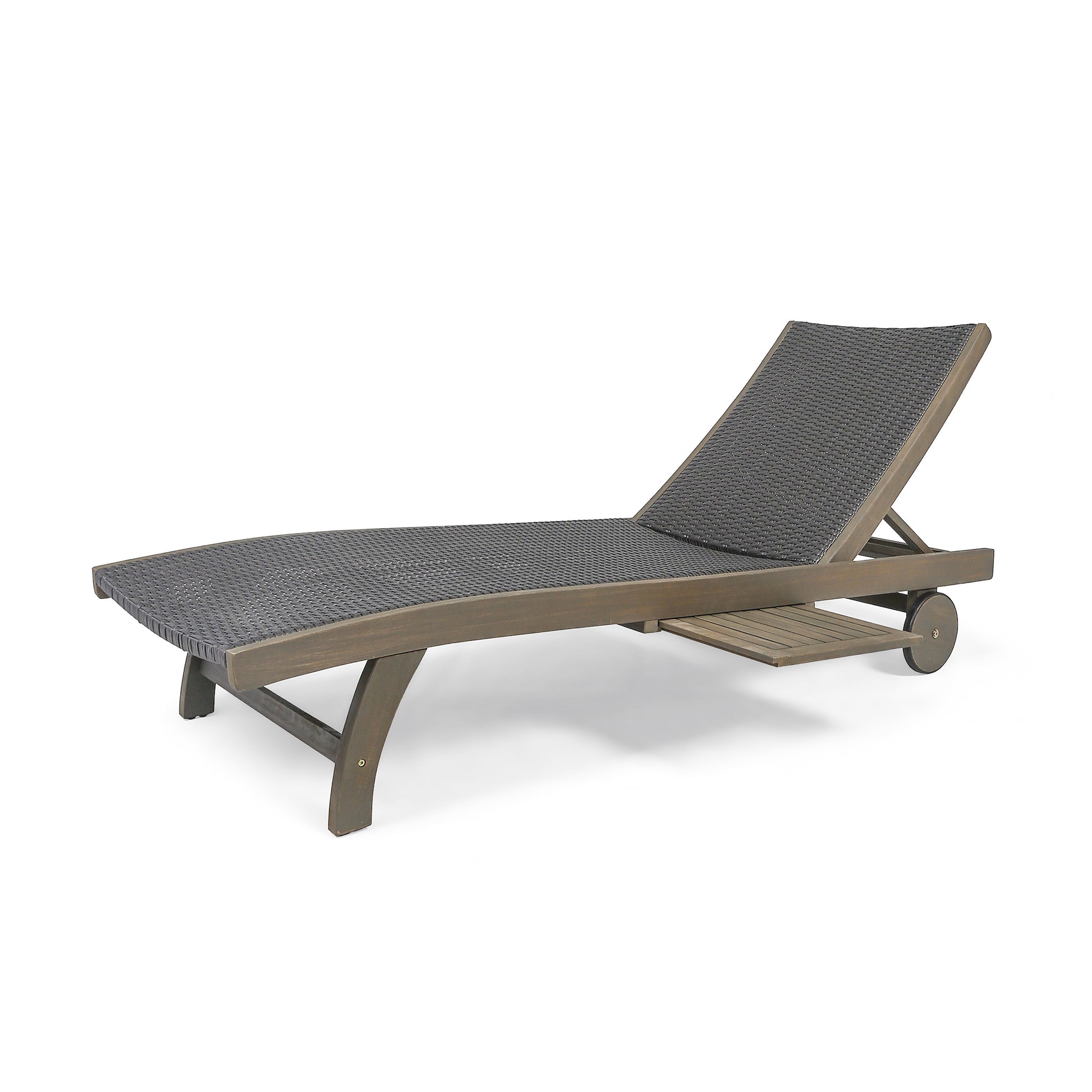 Banzai Chaise Lounge With Pull Out Tray Grey Acacia Wood