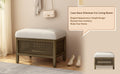 Cane Base Ottoman Dark Walnut Cream 21.5