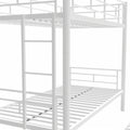 Heavy Duty Sturdy Meta Twin Over Twin With Trundle Bunk Bed L Noise Reduced Safety Guardrail No Box Spring Needed,White Box Spring Not Required Twin White Metal