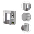 Lincoln Mirrored Medicine Cabinet, Five Interior Shelves White 5 Bathroom Wall Mounted Modern Mdf Engineered Wood