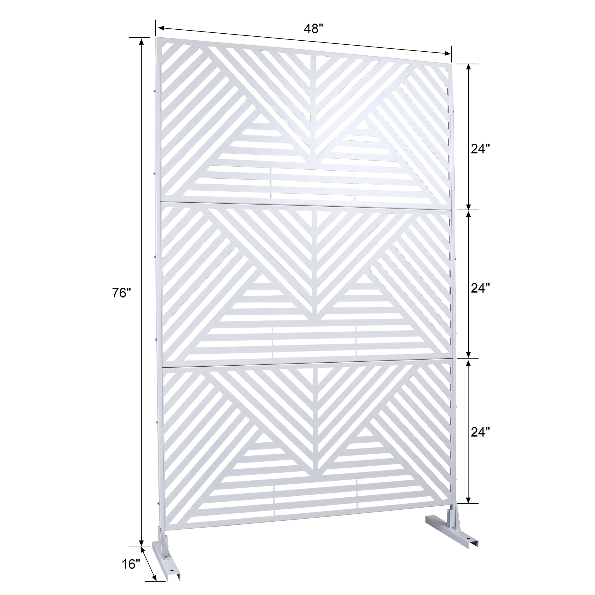 Outdoor & Indoor Privacy Screen Metal Privacy Screen 76" H 48" W, Freestanding Decorative Privacy Screen For Deck Balcony Patio, Privacy Fence Panels For Outside Lawn Garden Ps101 White White Steel