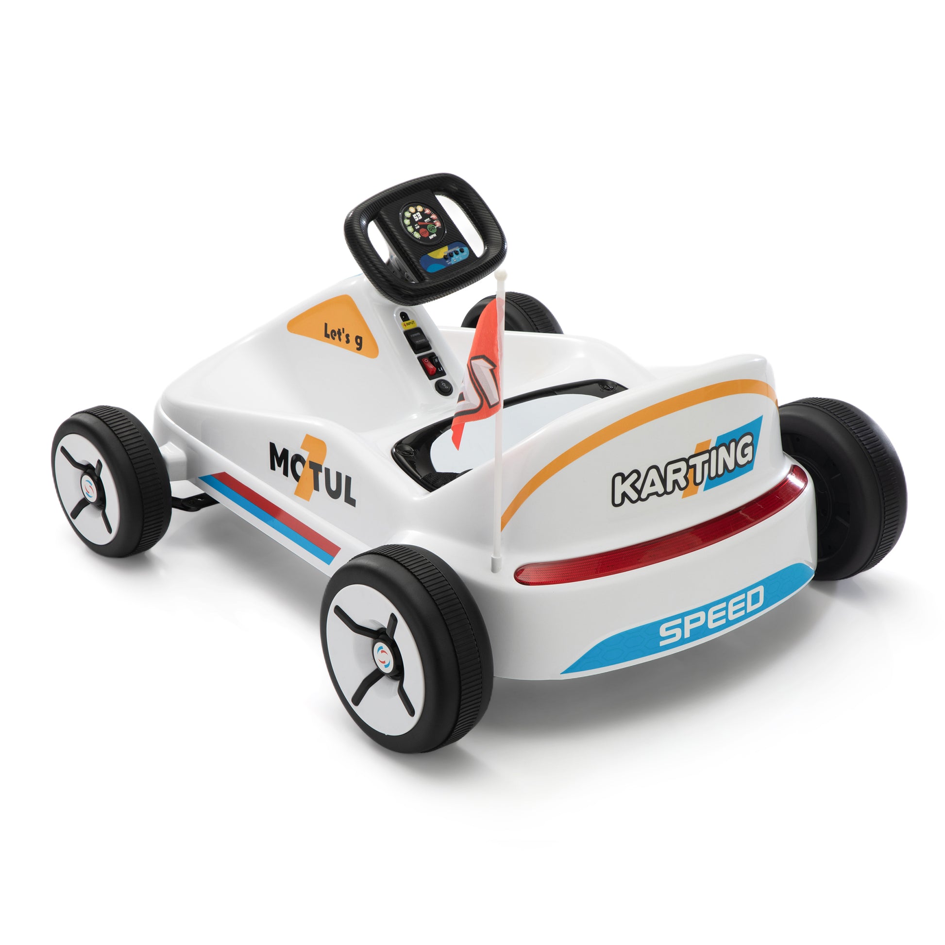 12V Kids Ride On Go Kart, Electric 4 Wheeler Car With Remote Control, Cushioned Seat, Led Lights, Mp3 Music, Bluetooth, Pedal Control, Battery Powered Vehicle For 3 8 Years Old, White White Polypropylene