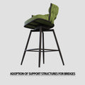Bar Chair Suede Woven Bar Stool Set Of 4,Black Legs Barstools No Adjustable Kitchen Island Chairs,360 Swivel Bar Stools Upholstered Bar Chair Counter Stool Arm Chairs With Back Footrest, Green Metal Green Kitchen Dining Chairs Foam Technical Leather