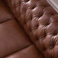 Traditional Tufted Leather Chesterfield Sofa Light Brown Leather 3 Seat