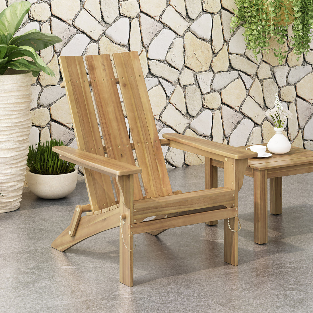 Zuma Foldable Adirondack Chair Natural Wood