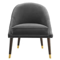 Avalon Velvet Accent Chair Charcoal Dark Gray Faux Leather