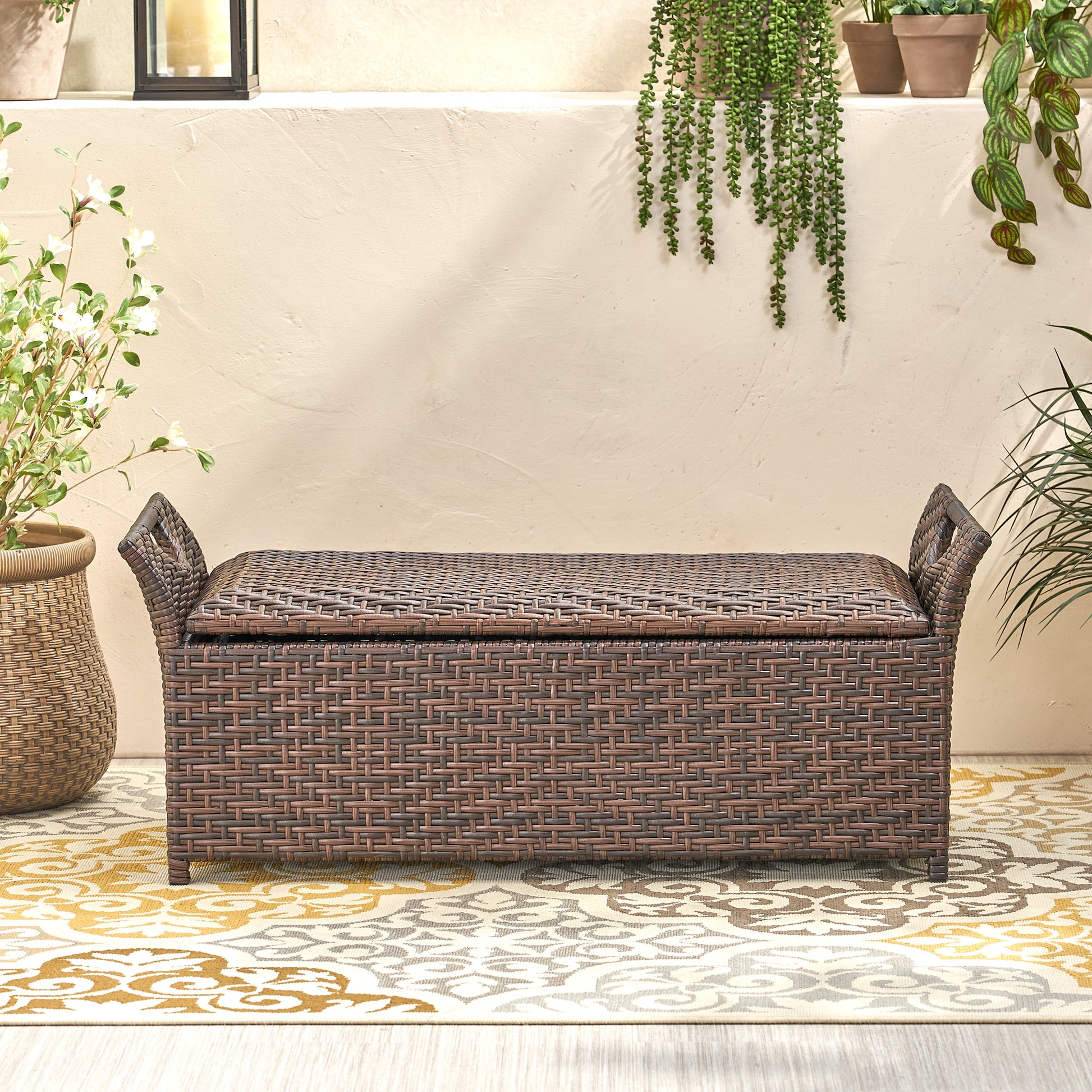 Wing Pe Storage Bench Brown Multi Rattan