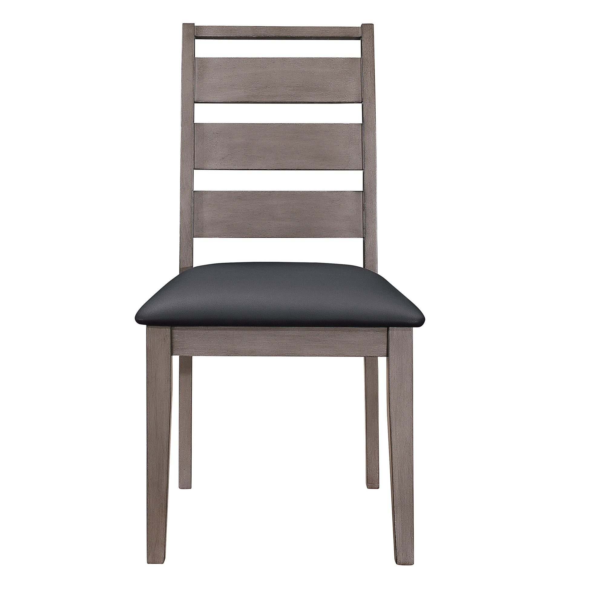 Industrial Design Brownish Gray Finish Dining Chairs Set Of 2, Black Faux Leather Upholstery Seat Wooden Dining Kitchen Furniture Black,Brown Gray Dining Room Side Chair Wood