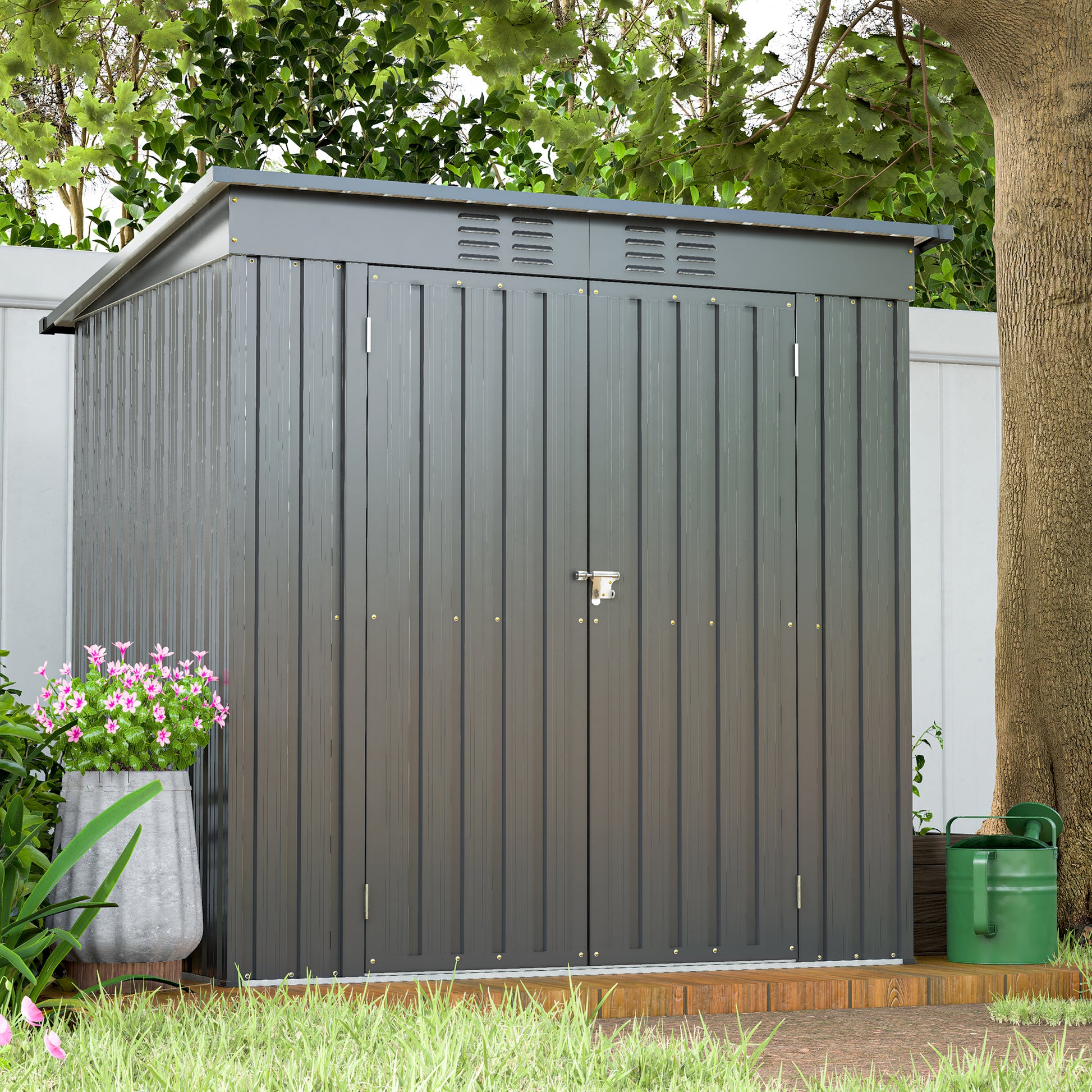 6 X 4 Ft Outdoor Storage Shed, All Weather Tool Shed For Garden, Backyard, Lawn, Black Black Metal