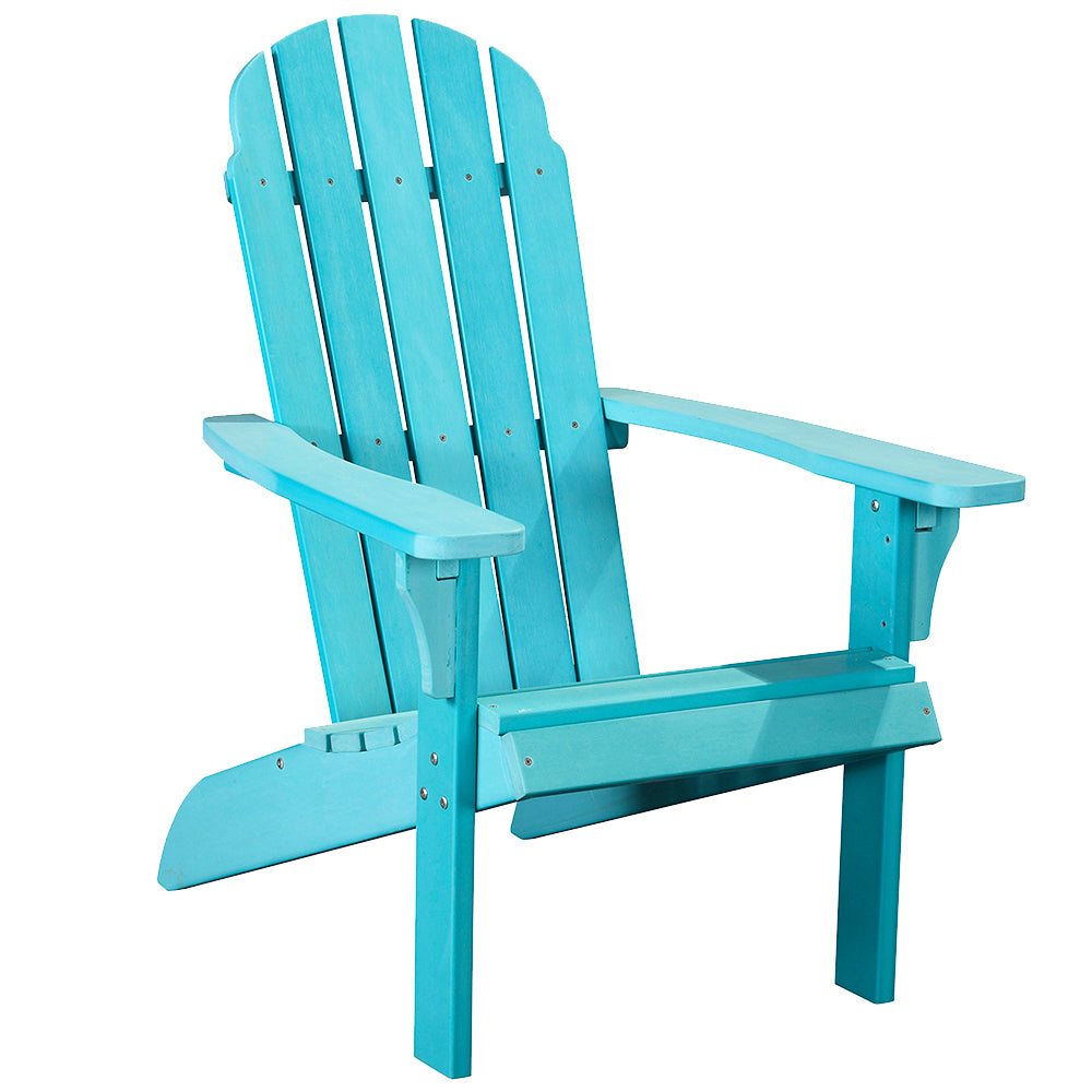 Hips Classic Adirondack Chair, Ultra Durable Weather Resistant Design, Real Wood Look, 300 Lb Capacity, Blue Aqua Blue Plastic