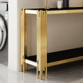 Modern Tempered Glass Top Console Table With Gold Stainless Steel Frame Gold Metal