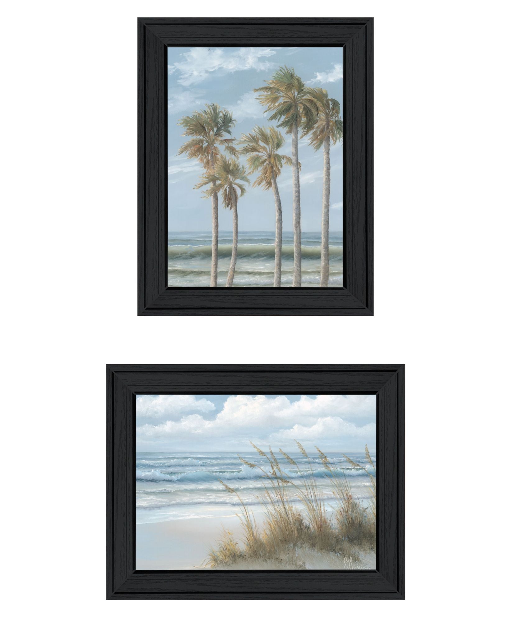 "Winds Of The Ocean Blowing The Palm Trees And Sea Oats" Framed Wall Art For Living Room, Wall Art Print For Home Decor, Bedroom Wall Art By Georgia Janisse Multicolor Wood Paper