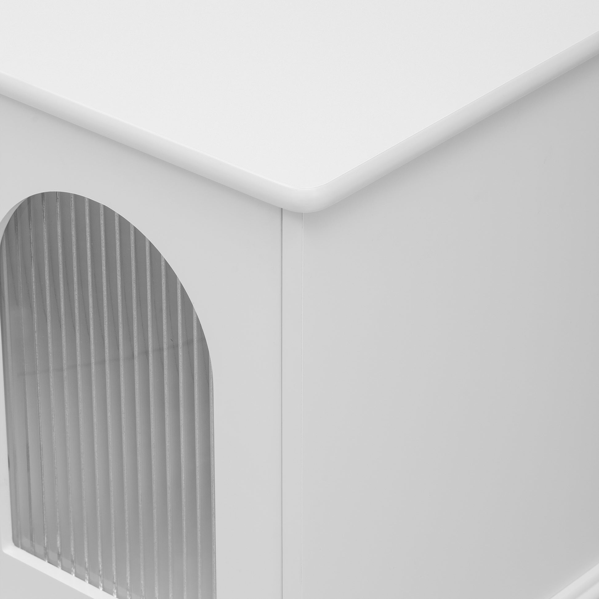 68.9'' Retro Tv Stand For Tvs Up To 75 Inches, Entertainment Center Media Console With Fluted Glass Doors And Five Solid Wood Legs For Living Room White 70 79 Inches Mdf