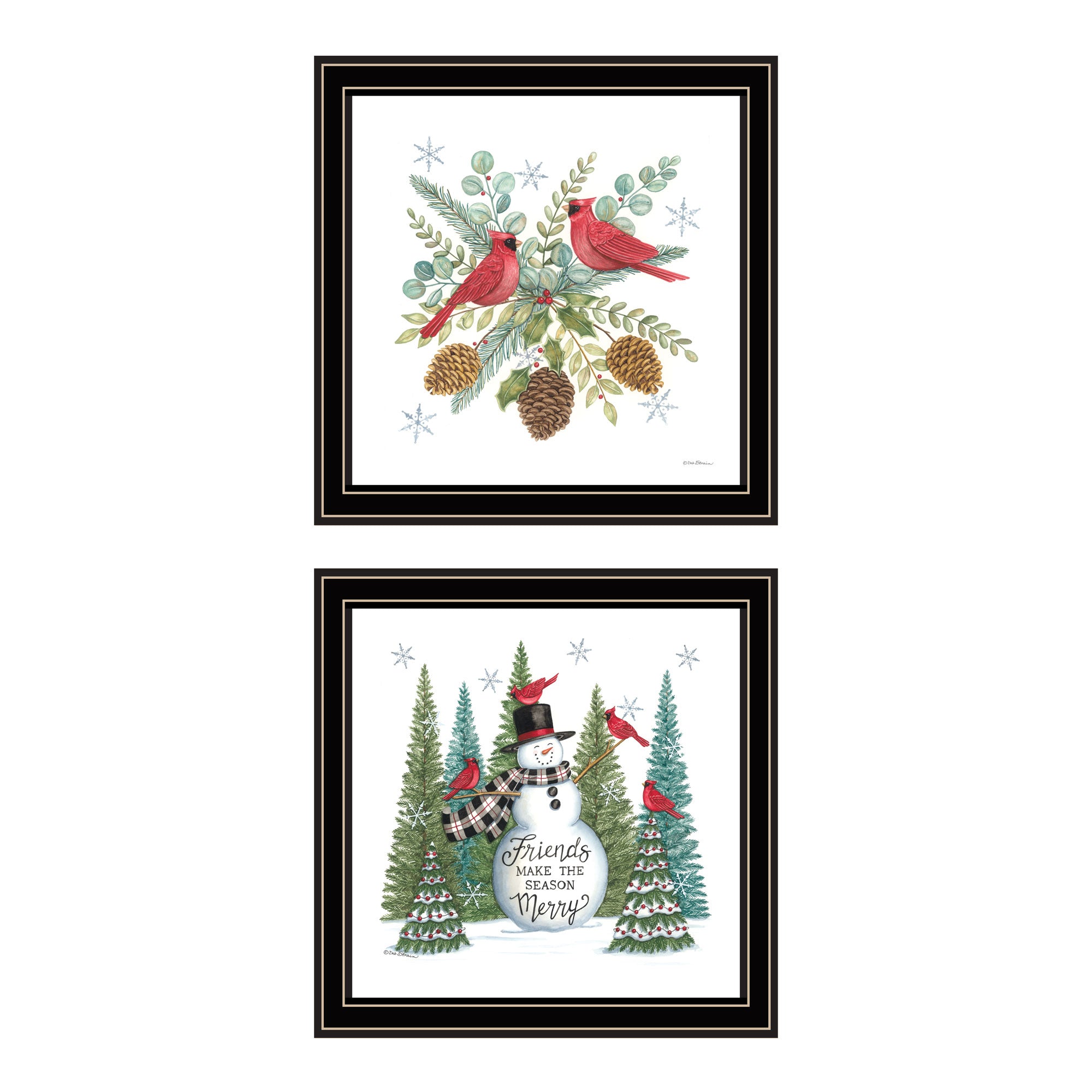 2 Piece Vignette Friends Make The Season Merry Black Framed Wall Art For Living Room, Bedroom Wall Art Print For Home Decor By Deb Strain Multicolor Wood Paper
