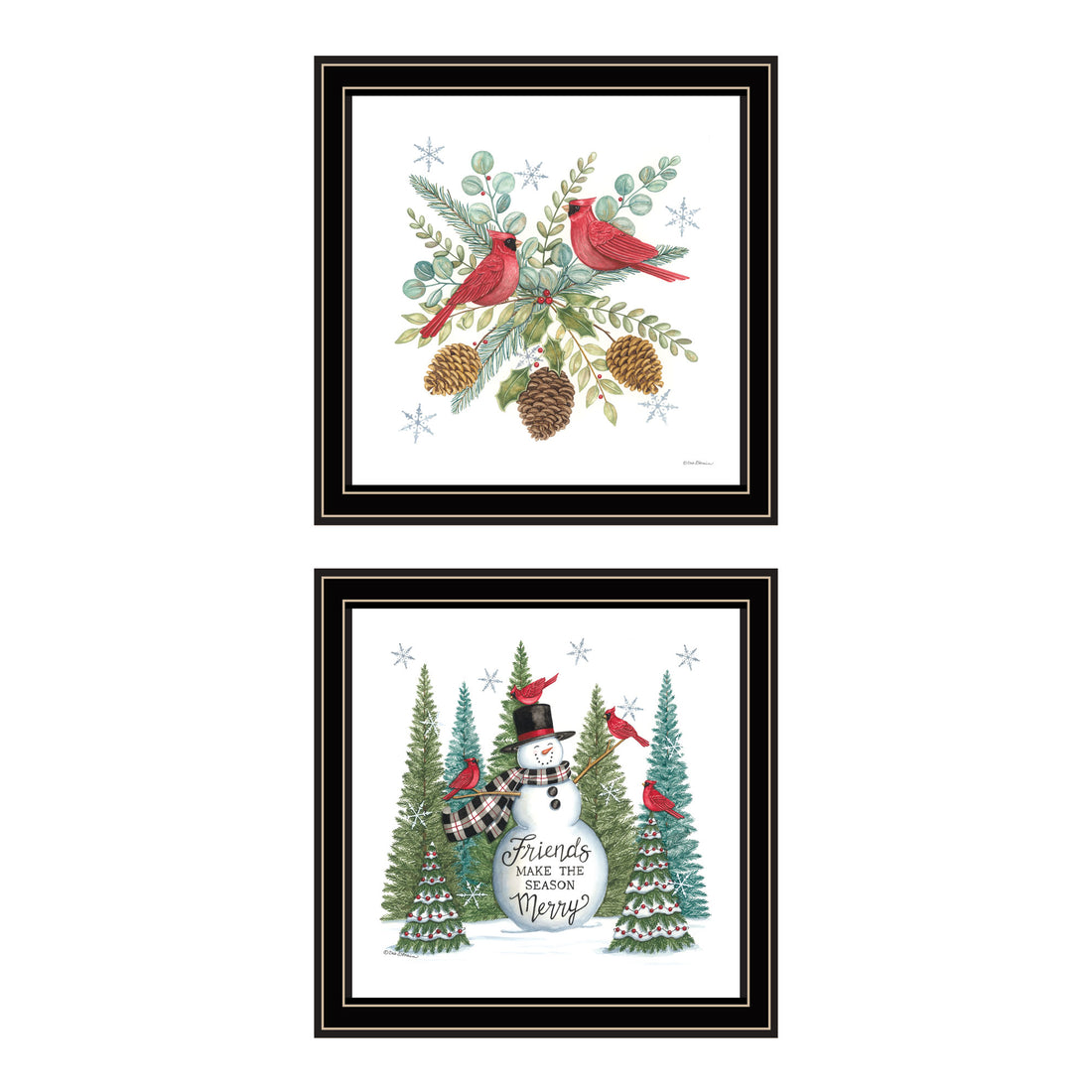 2 Piece Vignette Friends Make The Season Merry Black Framed Wall Art For Living Room, Bedroom Wall Art Print For Home Decor By Deb Strain Multicolor Wood Paper