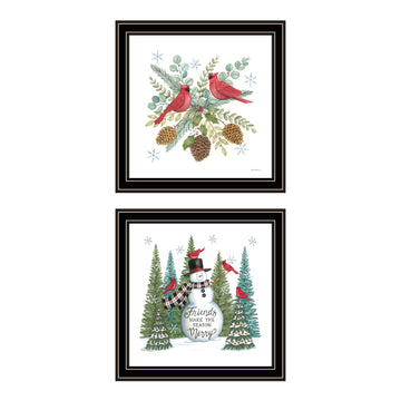 2 Piece Vignette Friends Make The Season Merry Black Framed Wall Art For Living Room, Bedroom Wall Art Print For Home Decor By Deb Strain Multicolor Wood Paper