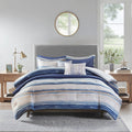 8 Piece Printed Seersucker Comforter And Quilt Set Collection Blue King Cal King King Blue Polyester