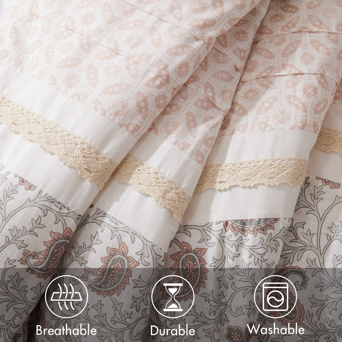 9 Piece Cotton Percale Comforter Set Blush Cal King California King Blush Polyester