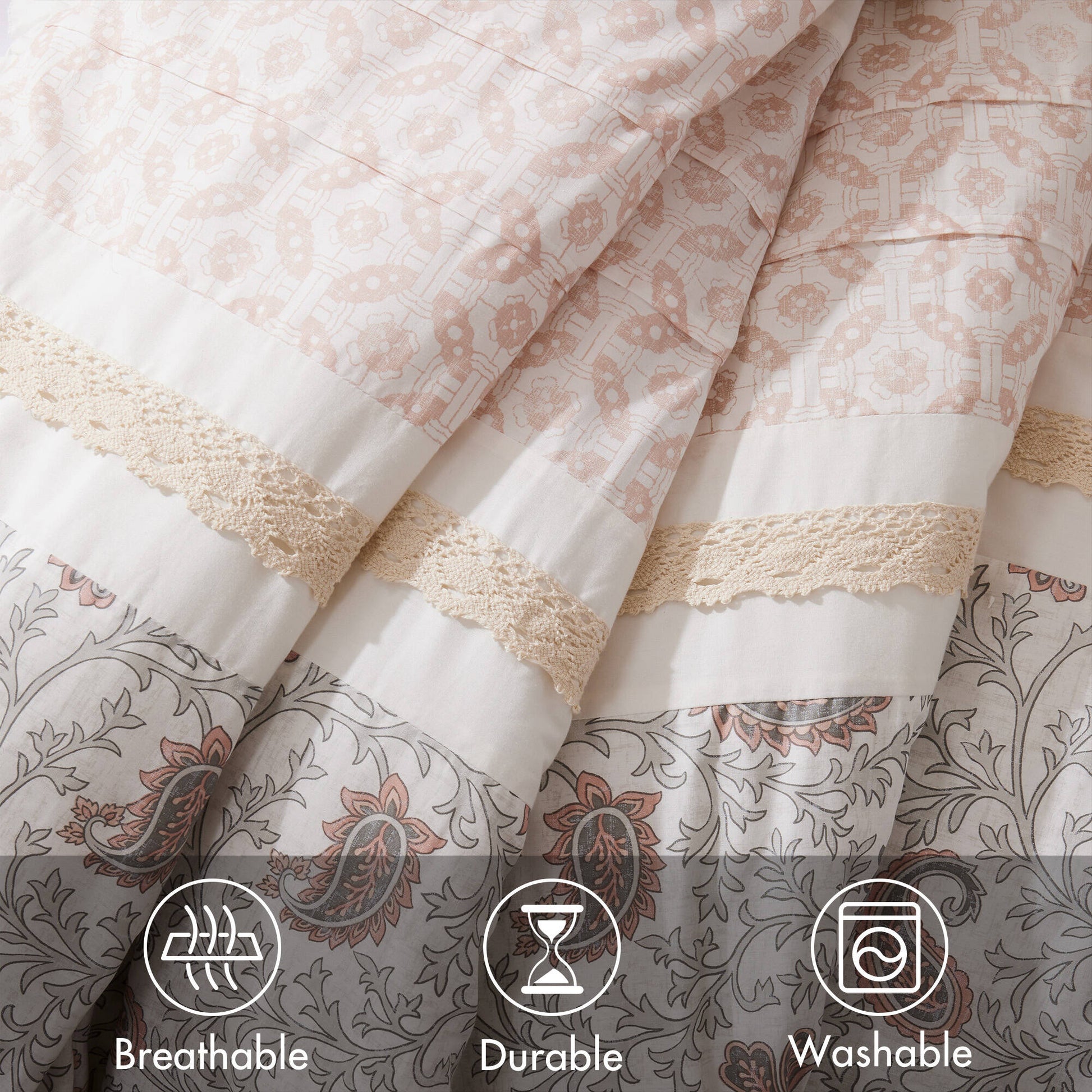 9 Piece Cotton Percale Comforter Set Blush Cal King California King Blush Polyester