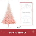 Homcom 6Ft Unlit Spruce Artificial Christmas Tree With Realistic Branches And 800 Tips, Pink Pink Plastic