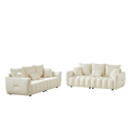 3 Seater 3 Seater Combo Sofa Modern Living Room Sofa, Teddy Sofa, Wooden Frame, 6 Cushions, Apartment Sofa Furniture Beige Wood Primary Living Space Pine Foam Fabric 6 Seat