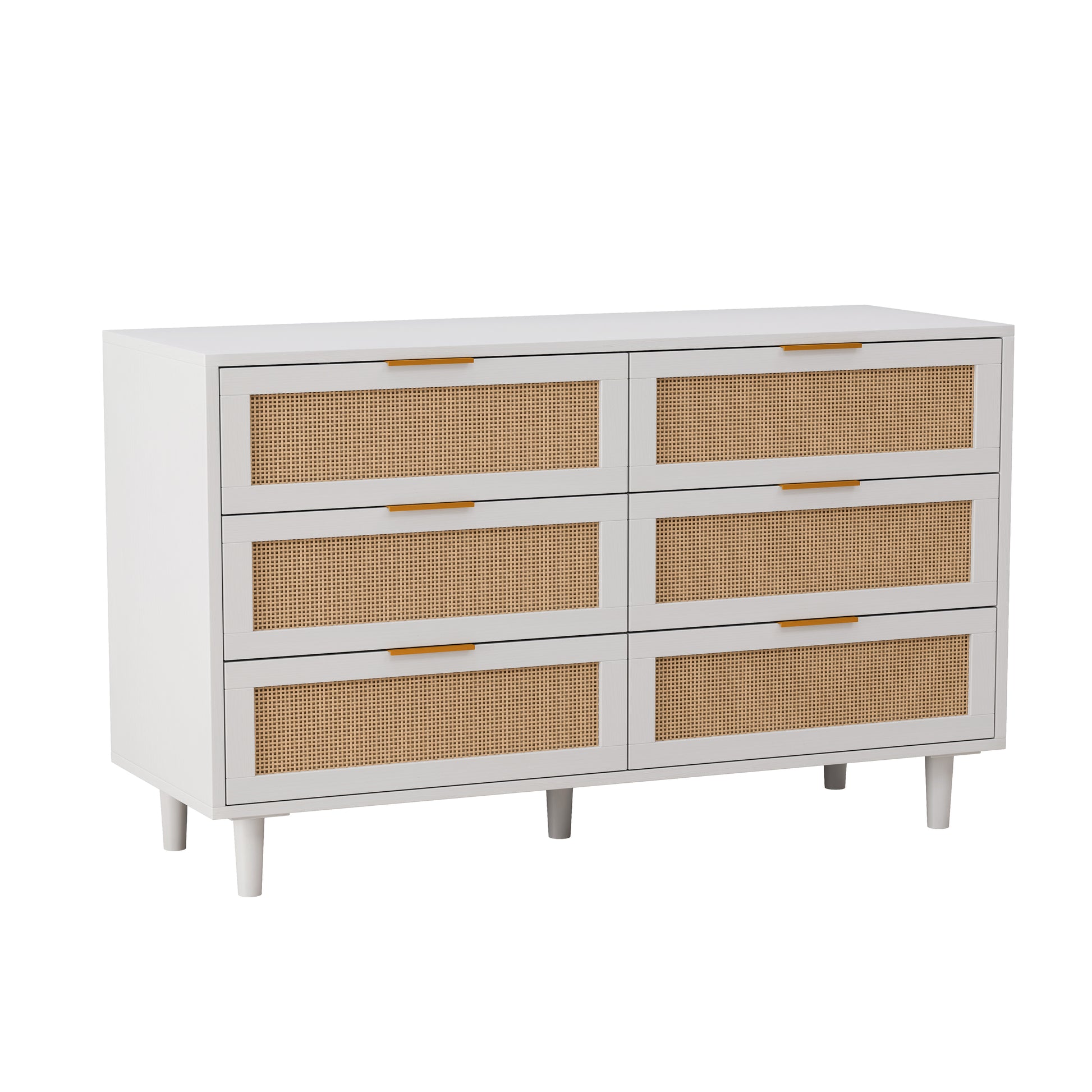 51.18"6 Drawers Rattan Storage Cabinet Rattan Drawer,For Bedroom,Living Room,White Same Sku:W757P174986 White Mdf
