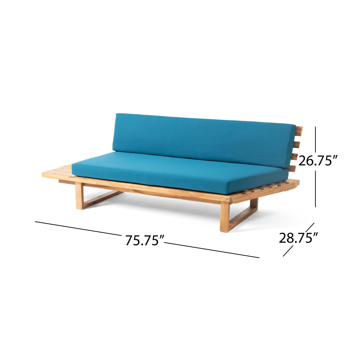 Mirabelle 2 Seater Sofa Left, Teal Teal Acacia Wood