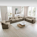 3 Piece Comfortable Oversized Sectional Sofa, One Single Sofa And One 2 Seater Sofa And One 3 Seater Sofa ,Tan Corduroy Deep Seat Sofa Tan Corduroy 6 Seat