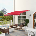 Outsunny 12' X 10' Retractable Awning Patio Awnings Sun Shade Shelter With Manual Crank Handle, 280G M Uv & Water Resistant Fabric And Aluminum Frame For Deck, Balcony, Yard, Wine Red Wine Red Aluminum