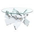 Round Glass Coffee Table, 33.4 