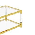 Modern Minimalist Living Room Furniture Set, Stylish Transparent Acrylic Leg Coffee Table, Square Edge Table, Tempered Glass Face Tea Table Combination Gold End Table Golden,Transparent Glass Acrylic